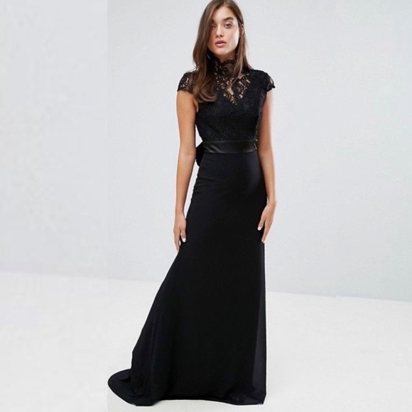 TFNC London for ASOS High Neck Lace Maxi Dress Size: XXS - XS - Picture 4 of 17